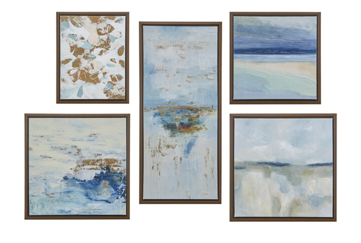 Blue Horizon 5-piece Gallery Framed Canvas Wall Art Set in Blue Multi From Madison Park