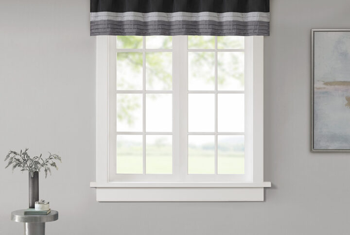 Amherst Polyoni Pintuck Window Valance in Black From Madison Park