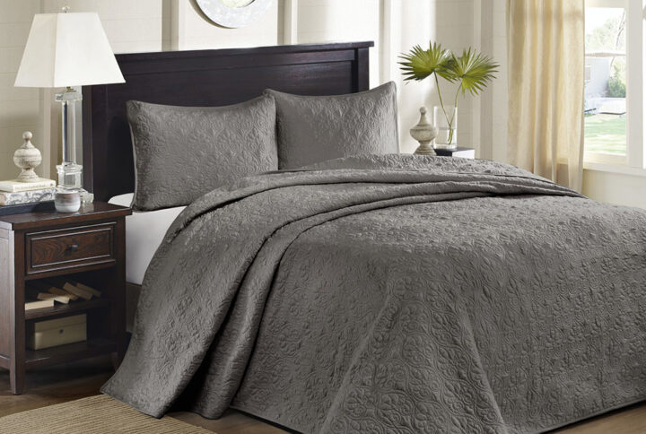 Quebec Reversible Bedspread Set in Dark Grey From Madison Park