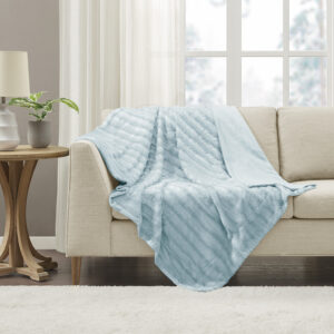 Duke Long Fur Throw in Blue From Madison Park