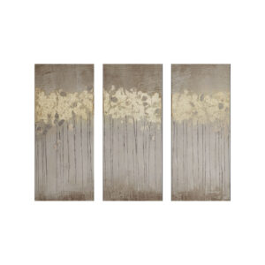 Sandy Forest Gold Foil Abstract 3-piece Canvas Wall Art Set in Taupe From Madison Park