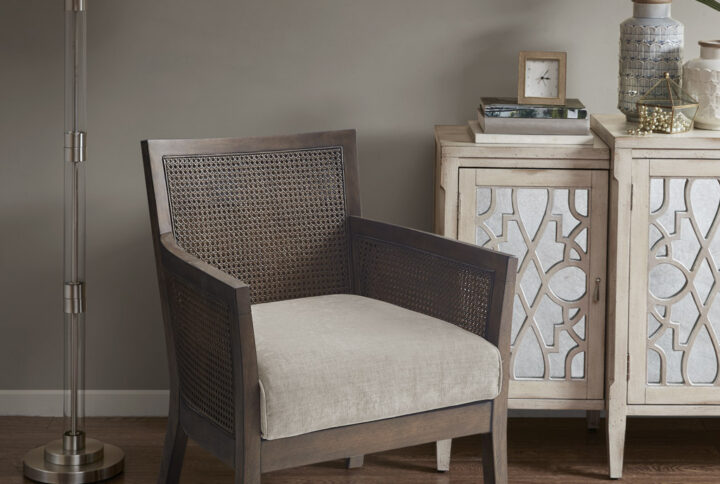 Diedra Cane Armchair in Tan/Espresso From Madison Park