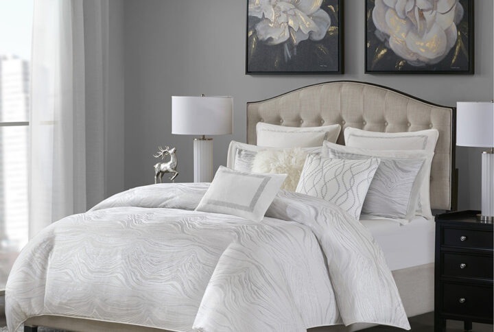 Hollywood Glam Comforter Set in White From Madison Park Signature