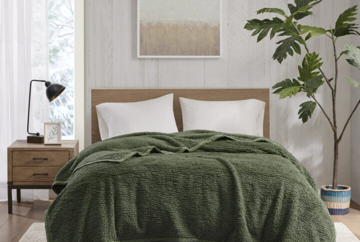 Burlington Berber Blanket in Green From Woolrich