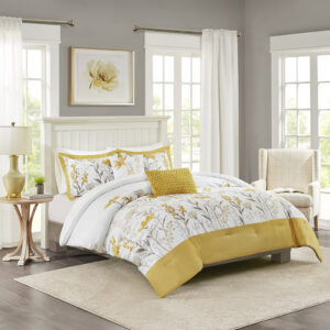 Meadow 5 Piece Cotton Comforter Set in Yellow From Harbor House