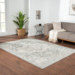 Asher Distressed Medallion Woven Area Rug in Cream/Grey From Madison Park