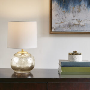 Saxony Metallic Glass Table Lamp in Silver From 510 Design