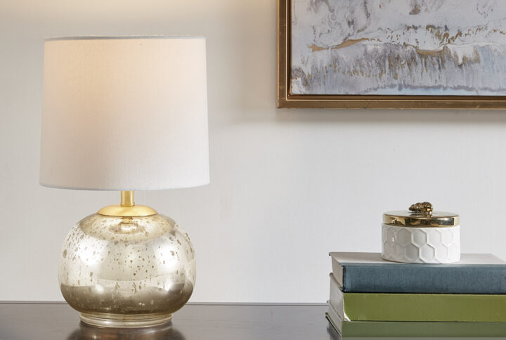 Saxony Metallic Glass Table Lamp in Silver From 510 Design