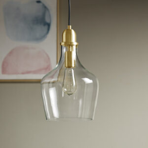 Auburn Auburn Bell Shaped Hanging Glass Pendant Light in Gold/Clear From INK+IVY