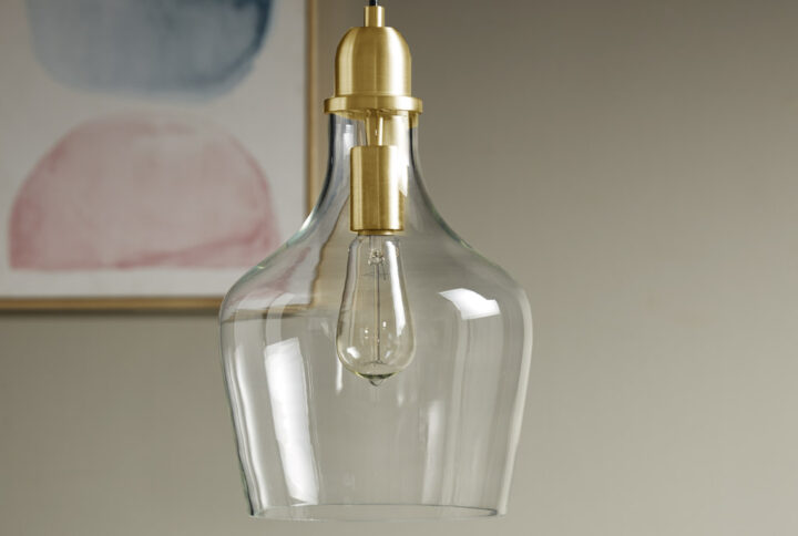 Auburn Auburn Bell Shaped Hanging Glass Pendant Light in Gold/Clear From INK+IVY