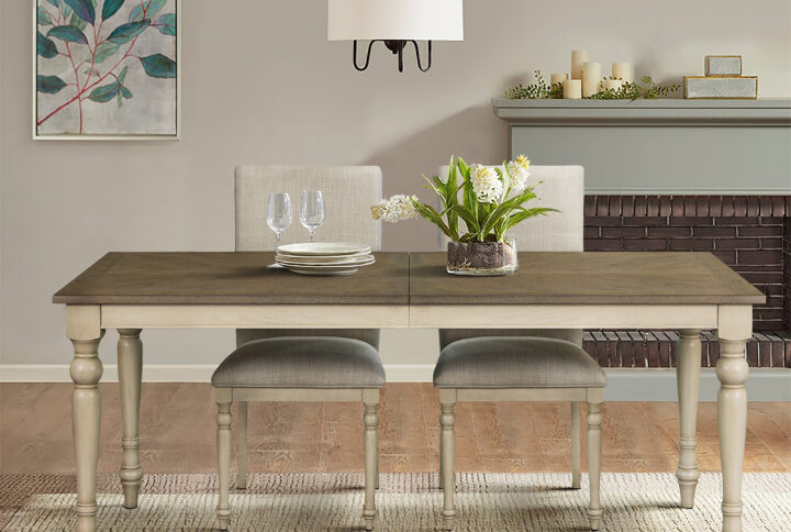 Fiona Dining Set in Brown/Distressed White From Martha Stewart