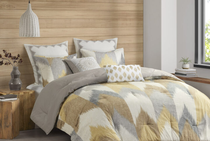 Alpine 3 Piece Comforter Mini Set in Yellow From INK+IVY