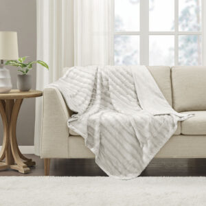 Duke Long Fur Throw in Ivory From Madison Park