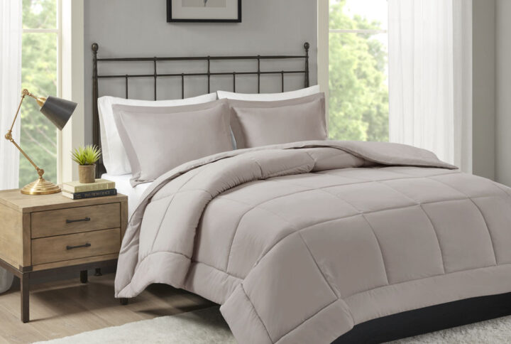 Sarasota Microcell Down Alternative Comforter Mini Set in Taupe From Madison Park