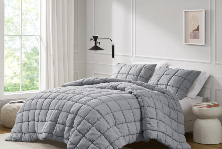 Dream Puff Down Alternative Comforter Set in Grey From Intelligent Design