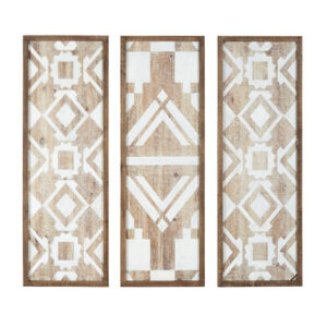 Natural Mandal Two-tone Geometric 3-piece Wood Wall Decor Set in Natural From Madison Park