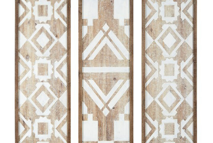 Natural Mandal Two-tone Geometric 3-piece Wood Wall Decor Set in Natural From Madison Park