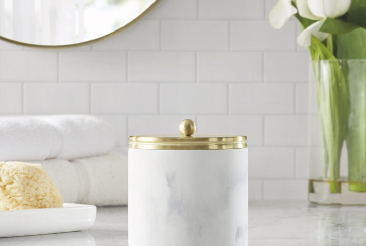 Corsica Gold Marbled Resin Jar in Gold From Croscill