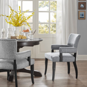 Dawson Arm Dining Chair in Grey From Madison Park