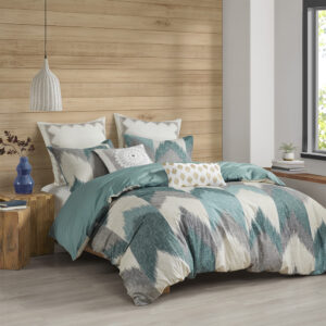 Alpine 3 Piece Duvet Cover Mini Set in Aqua From INK+IVY