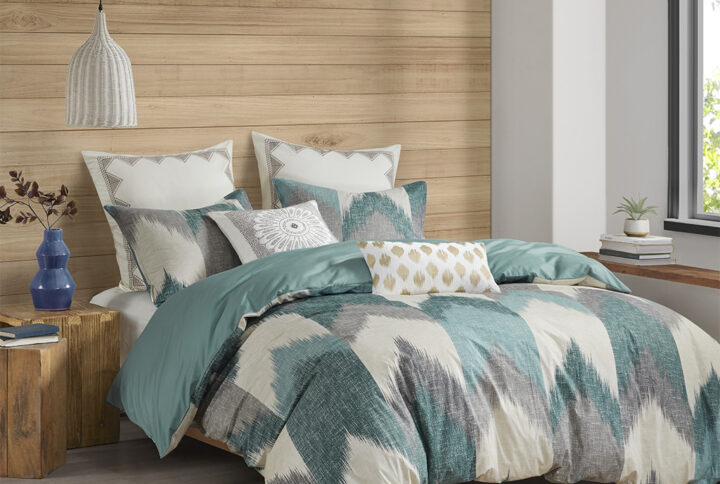 Alpine 3 Piece Duvet Cover Mini Set in Aqua From INK+IVY