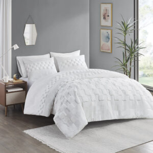 Bennett 3 Piece Chenille Duvet Cover Set in Off-White From Urban Habitat