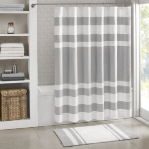 Spa Waffle Shower Curtain with 3M Treatment in Grey From Madison Park