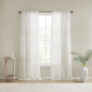 Aida Yarn Dye Sheer Curtain Panel Pair in Ivory From Madison Park