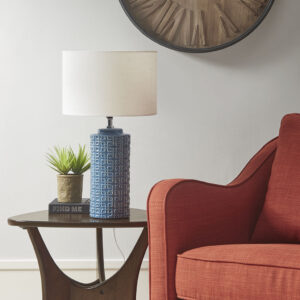 Jayda Geometric Ceramic Table Lamp in Blue From INK+IVY