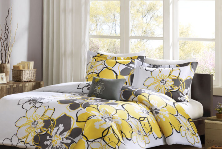 Allison Floral Duvet Cover Set in Yellow From Mi Zone