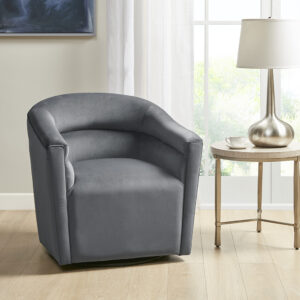 Ryker Upholstered Barrel 360 Degree Swivel chair in Gray From Madison Park