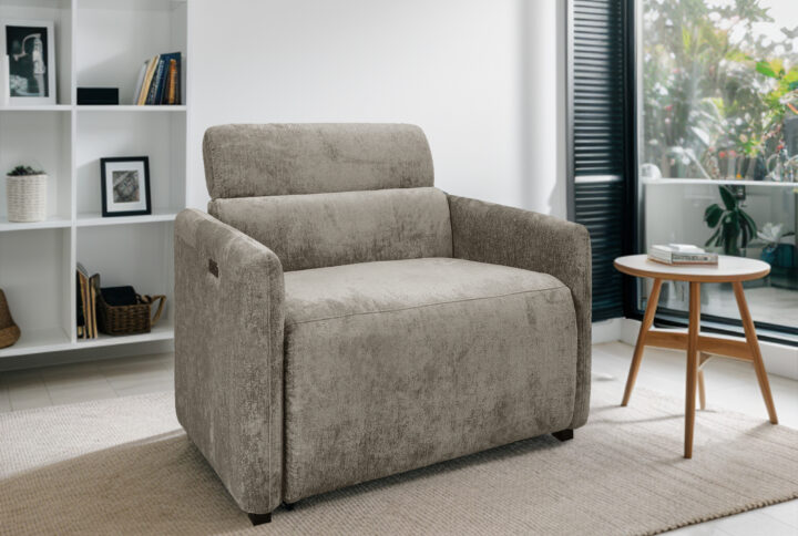 Ava Power Modern Recliner in Beige From Chapel Hill