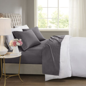 600 Thread Count Cooling Cotton Blend 4 PC Sheet Set in Charcoal From Beautyrest