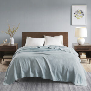 Egyptian Cotton Blanket in Light Blue From Madison Park