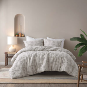 Cairo 3 Piece Cotton Jacquard Comforter Set in Ivory From INK+IVY