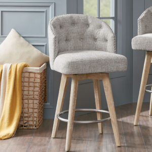 Onyx Upholstered 360 Degree Swivel Counter Stool 26" H in Grey From Madison Park