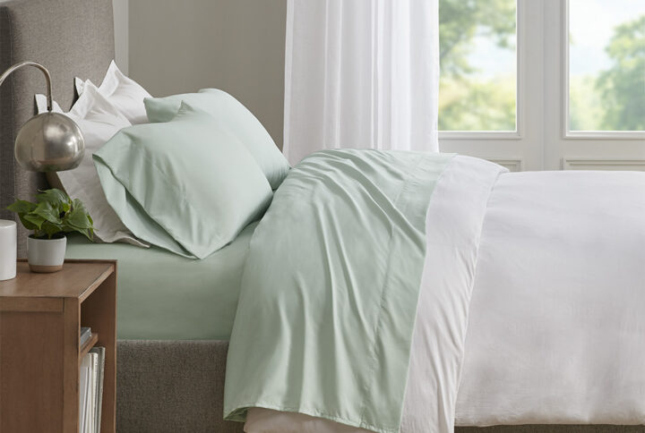 Smart Cool Microfiber Sheet Set in Aqua From Sleep Philosophy