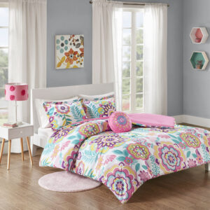 Camille Floral Comforter Set in Pink From Mi Zone