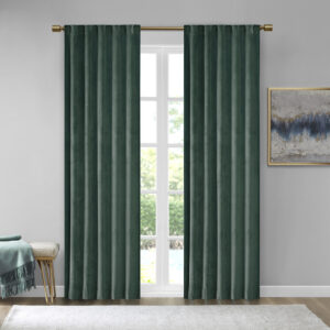 Colt Room Darkening Metallic Printed Poly Velvet Rod Pocket/Back Tab Window Panel Pair in Green From 510 Design