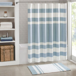 Spa Waffle Shower Curtain with 3M Treatment in Blue From Madison Park