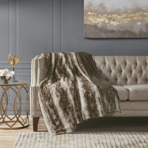 Zuri Oversized Faux Fur Throw in Brown From Madison Park