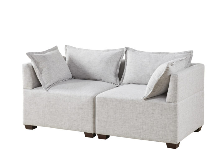 Molly 2-Piece Modular Loveseat Sofa in Silver Grey From INK+IVY