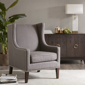 Barton Wing Chair in Dark Gray From Madison Park