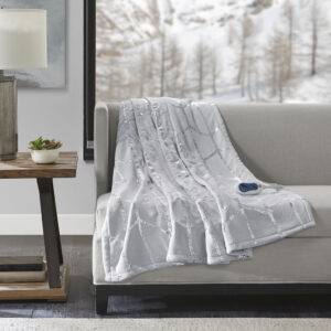 Raina Heated Metallic Print Throw in Grey From True North by Sleep Philosophy