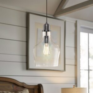 Auburn Auburn Bell Shaped Hanging Glass Pendant Light in Bronze/Clear From INK+IVY