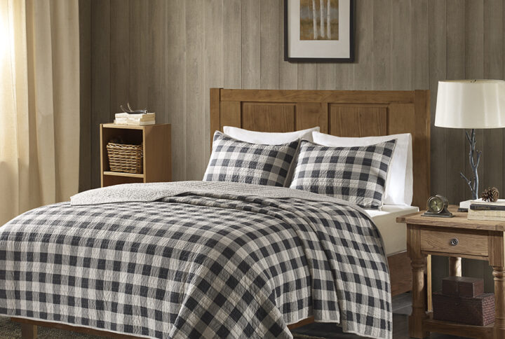 Buffalo Check Oversized Quilt Mini Set in Gray From Woolrich