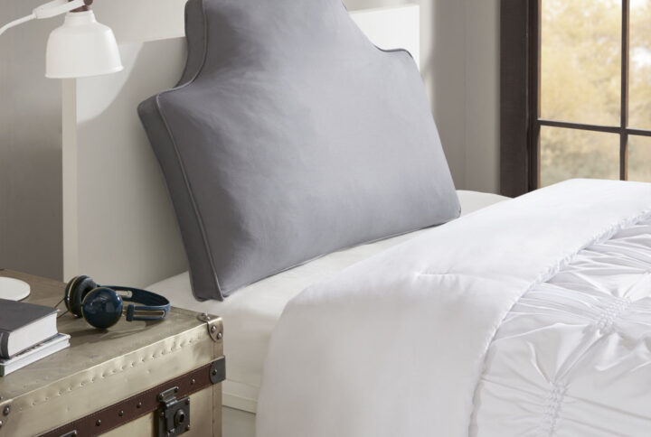 Oversized Headboard 100% Cotton Canvas Pillow in Grey From Intelligent Design