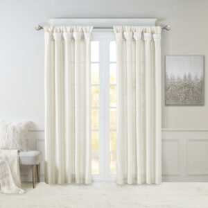 Emilia Twist Tab Lined Window Curtain Panel Pair in White From Madison Park