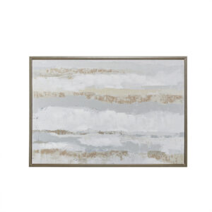 Strato Gold Foil and Hand Embellished Abstract Framed Canvas Wall Art in Natural From Madison Park