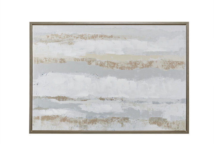 Strato Gold Foil and Hand Embellished Abstract Framed Canvas Wall Art in Natural From Madison Park